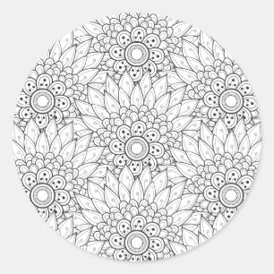 Adesivo Redondo Floral Garden Doodle