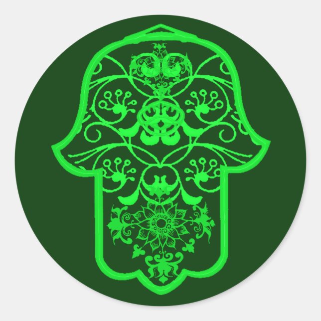 Adesivo Redondo Floral Hamsa (Verde) (Frente)