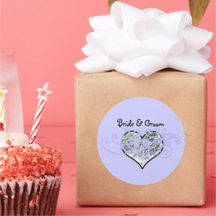 Adesivo Redondo Floral Heart Periwinkle Blue e um toque de Limão