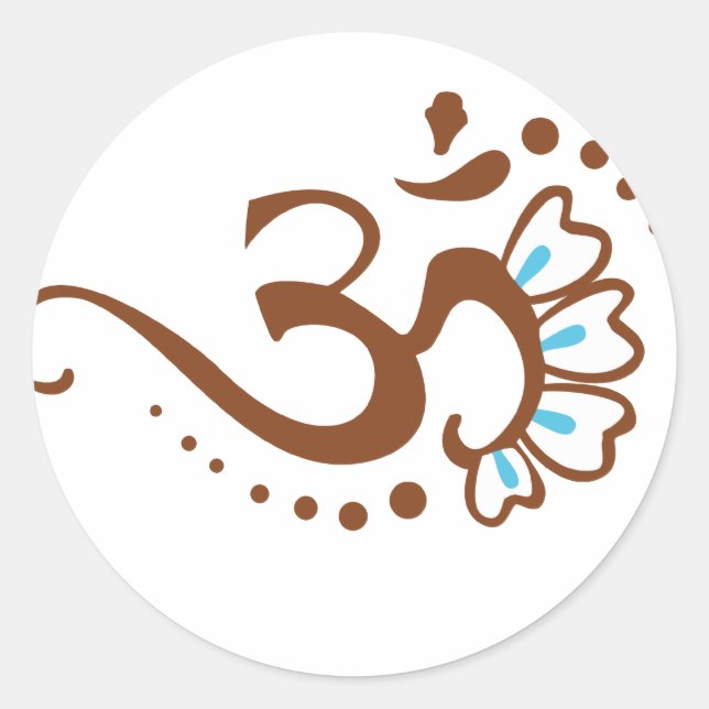 Adesivo Redondo Floral Henna Om (Frente)