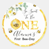 Floral Honey Bee First Bee Day Birthday Favor