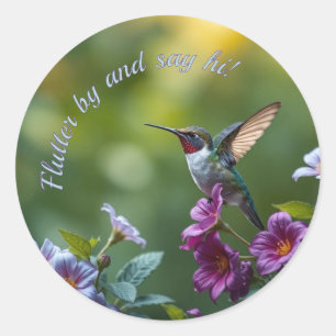 Adesivo Redondo Floral Hummingbird