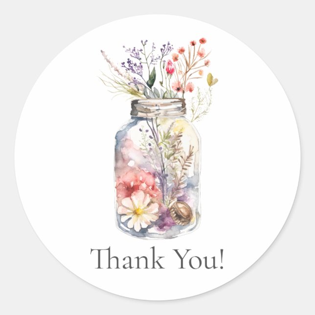 Adesivo Redondo Floral Jar Florist Business Sticker (Frente)