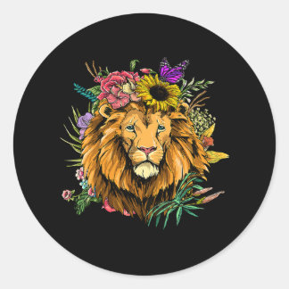 Adesivo Redondo Floral Lion Head Gardening Botânico Flor