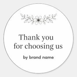 Adesivo Redondo Floral Logo Thank You Business Sticker