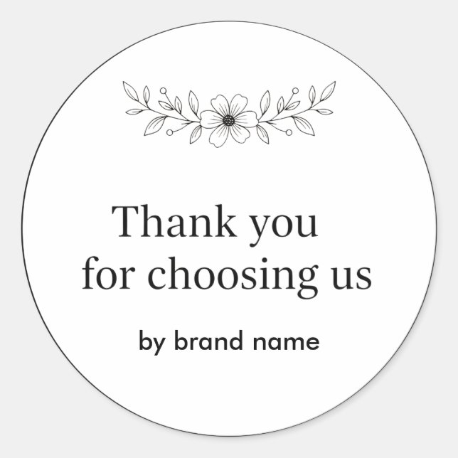 Adesivo Redondo Floral Logo Thank You Business Sticker (Frente)