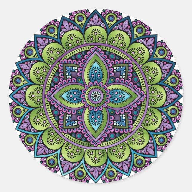 Adesivo Redondo Floral Mandala (Frente)
