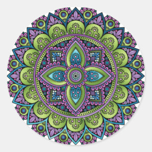 Adesivo Redondo Floral Mandala