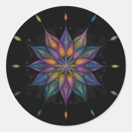 Adesivo Redondo Floral Mandala - Azul Roxo Preto