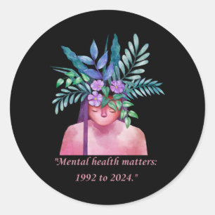 Adesivo Redondo Floral Mental Health Design 1992 A 2024