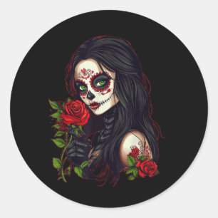 Adesivo Redondo Floral Mexicano Dia De Muertos Dia De Muertos