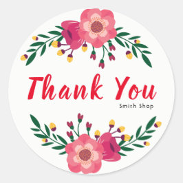 Adesivo Redondo Floral Obrigado Nome Personalizado Ação de Graças