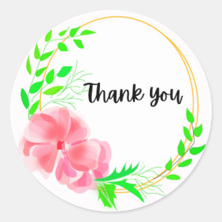 Adesivo Redondo Floral Obrigado Sticker