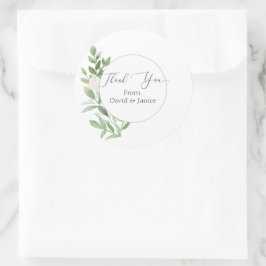 Adesivo Redondo Floral - Obrigado, Vinheta de Casamento ou Selo