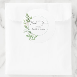 Adesivo Redondo Floral - Obrigado, Vinheta de Casamento ou Selo