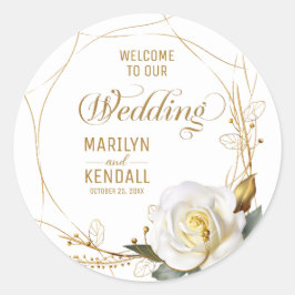 Adesivo Redondo Floral Orgânico Dourado rosa