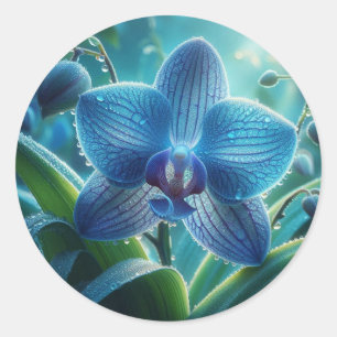 Adesivo Redondo Floral Orquídea Azul