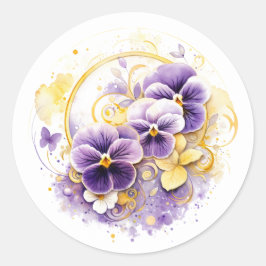 Adesivo Redondo Floral Pansy