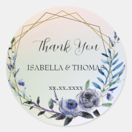 Adesivo Redondo Floral pastel elegante Obrigado Festa de casamento