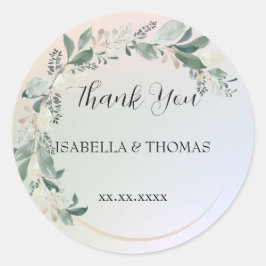 Adesivo Redondo Floral pastel elegante Obrigado Festa de casamento