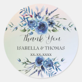 Adesivo Redondo Floral pastel elegante Obrigado Festa de casamento