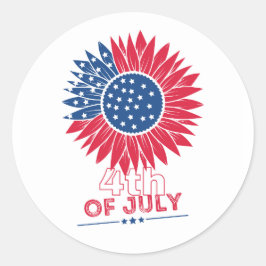 Adesivo Redondo Floral Patriótico Girassol em 4 de julho