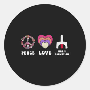 Adesivo Redondo Floral Peace Love Harm Redução de Sobredosagem Awa