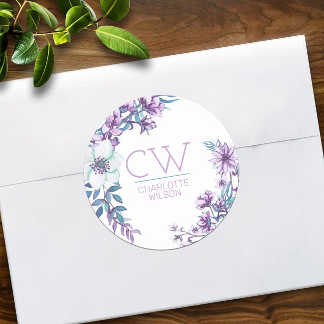 Adesivo Redondo Floral Personalizada Aquarela Rosa Bonita (Criador carregado)