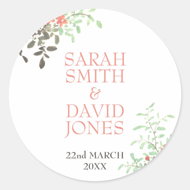 Adesivo Redondo Floral Pintado (Frente)