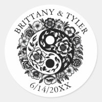 Floral preto e branco Yin Yang