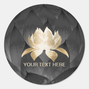 Adesivo Redondo Floral preto elegante Dourado de Lotus