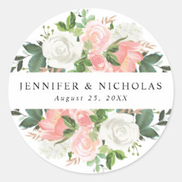Adesivo Redondo Floral Primavera Blush | Casamento