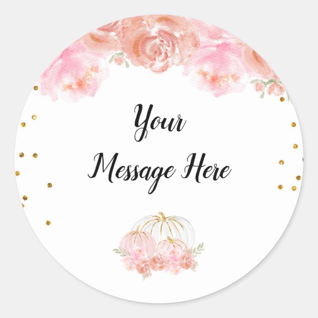 Adesivo Redondo Floral Pumpkin Obrigado Sticker (Frente)