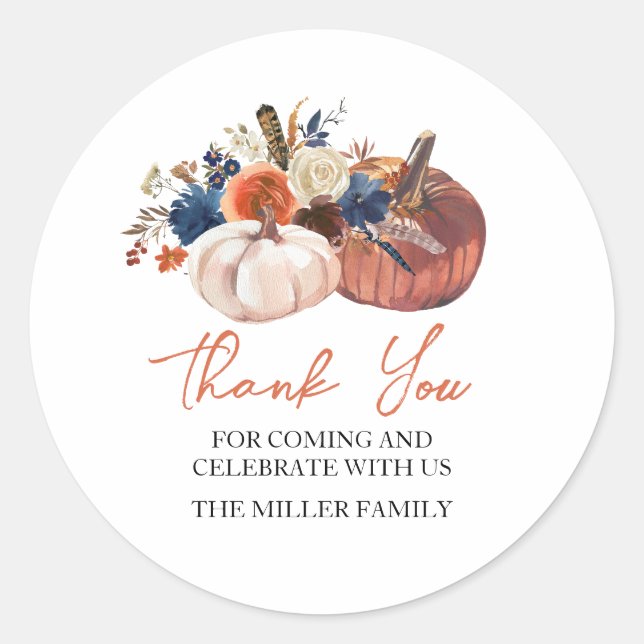 Adesivo Redondo Floral Pumpkins autumn fall Sticker (Frente)