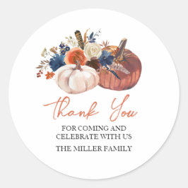 Adesivo Redondo Floral Pumpkins autumn fall Sticker