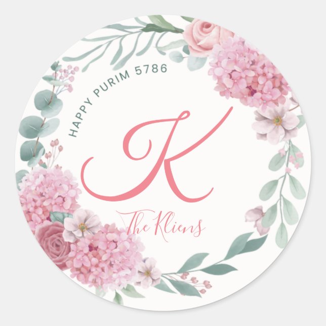 Adesivo Redondo Floral Purim Label (Frente)