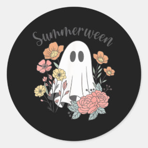 Adesivo Redondo Floral Retro Fantasma Verão de Summerween Temporad