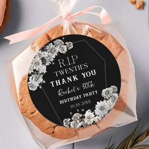 Adesivo Redondo Floral RIP 200 aniversário de 30 anos