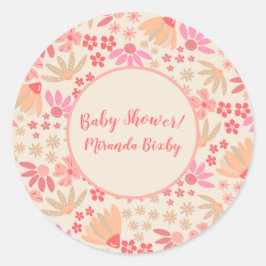 Adesivo Redondo Floral Rosa e Pêssego