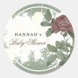 Adesivo Redondo Floral Rústico Burgundy Marsala Minimalista Modern