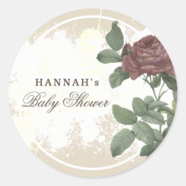 Adesivo Redondo Floral Rústico Burgundy Marsala Moderno Minimalist