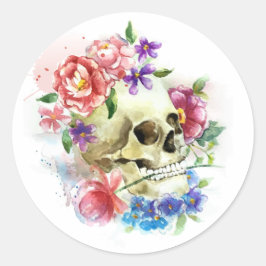 Adesivo Redondo Floral Skull Dia de los Muertos | Vinheta
