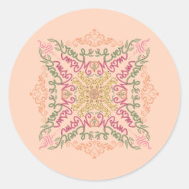 Adesivo Redondo Floral Soft peach kaleidoscopic Script Best Mom 