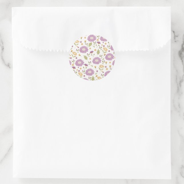 Adesivo Redondo Floral Sticker  (Bolsa)