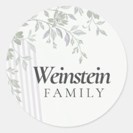 Adesivo Redondo Floral Stripe Leaf Purim Sticker