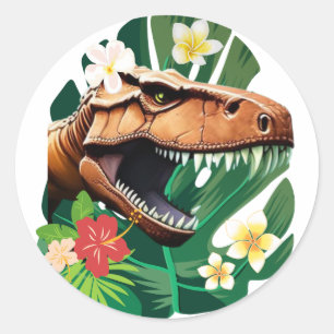 Adesivo Redondo Floral T-Rex