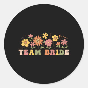 Adesivo Redondo Floral Team Bride Wildflower Wedding Bachelorette