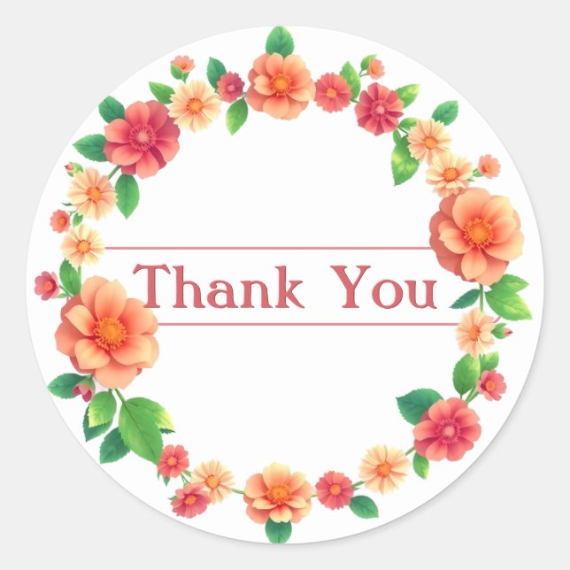 Adesivo Redondo Floral Thank You Sticker (Frente)