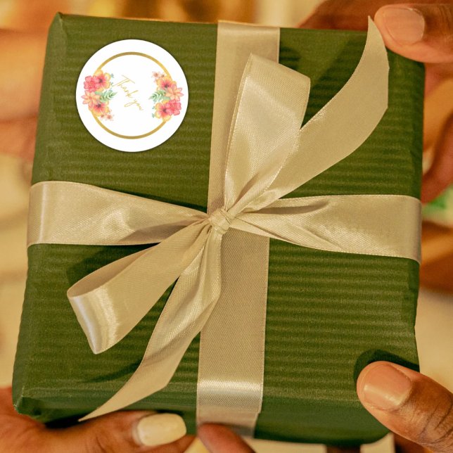 Adesivo Redondo Floral Thank You Stickers (Criador carregado)