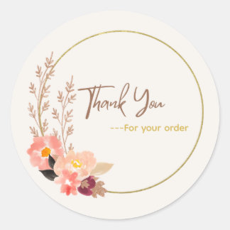 Adesivo Redondo Floral 'Thank you' stickers 